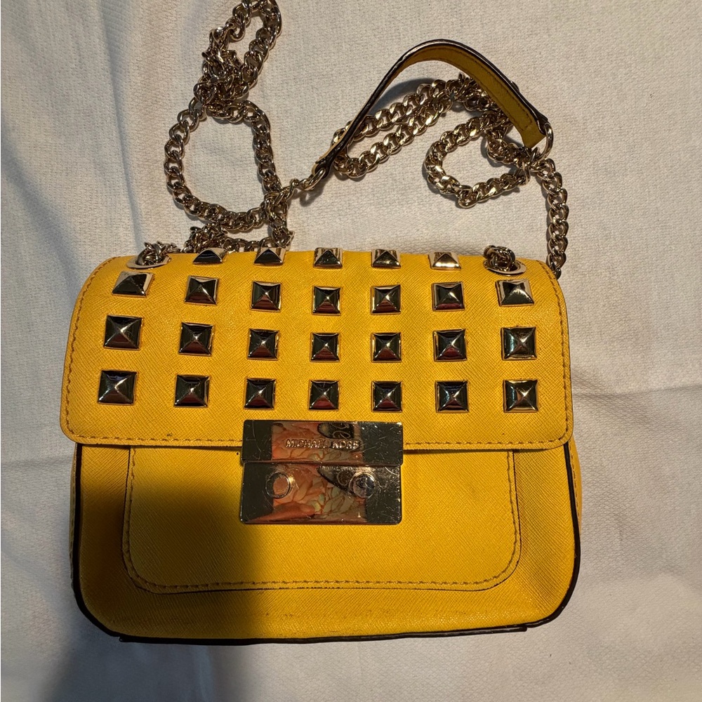 Michael Kors Yellow Studded Crossbody Bag
